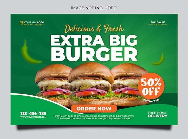 Vetor banner especial de menu de comida de hambúrguer delicioso usado para modelo de mídia social
