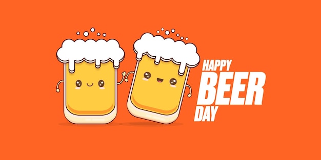 Banner feliz dia da cerveja com personagem de desenho animado