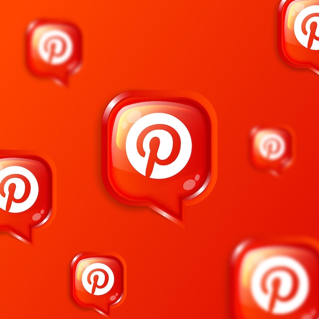 Banner flutuante do plano de fundo dos ícones do pinterest nas redes sociais