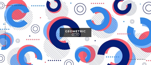 Banner gradiente geométrico de objetos abstratos da moda