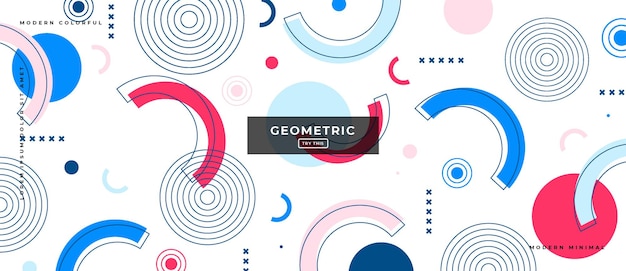 Banner gradiente geométrico de objetos abstratos da moda