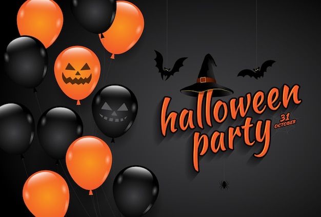 Banner halloween festa truque ou deleite balões