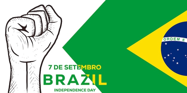 Vetor banner horizontal 7 de setembro ilustração do dia da independência do brasil