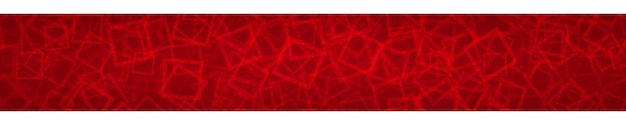 Banner horizontal abstrato de contornos de quadrados dispostos aleatoriamente em fundo vermelho