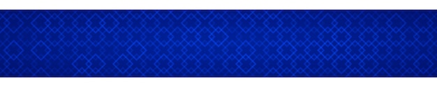 Banner horizontal abstrato de pequenos quadrados entrelaçados em fundo azul