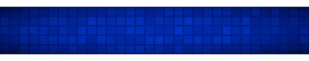 Banner horizontal abstrato ou fundo de grandes quadrados ou pixels em cores azuis.