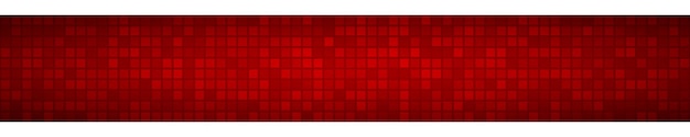 Banner horizontal abstrato ou fundo de pequenos quadrados ou pixels em cores vermelhas