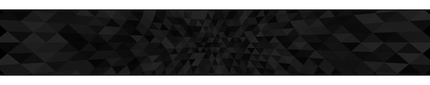Vetor banner horizontal abstrato ou plano de fundo de pequenos triângulos em cores pretas.