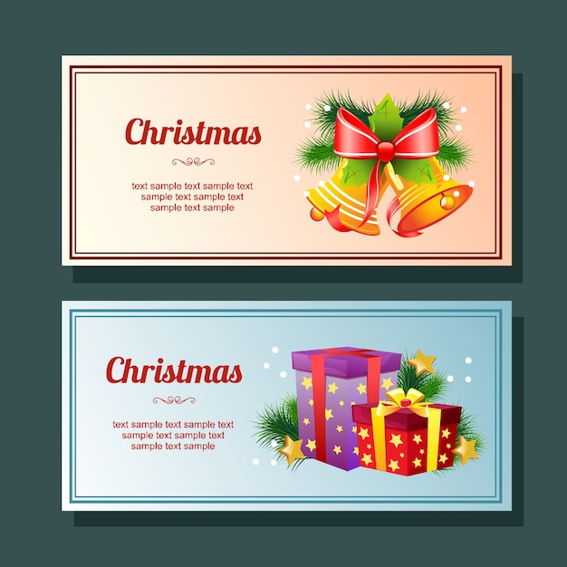 Banner horizontal de natal temporada decoração com sino