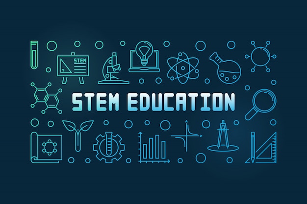 Banner linear de conceito colorido de educação STEM