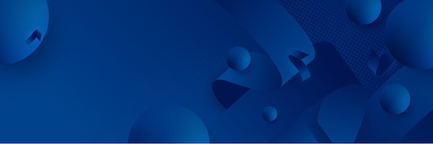 Banner longo de vetor abstrato azul fundo mínimo com setas e espaço de cópia para texto capa de mídia social e modelo de banner da web