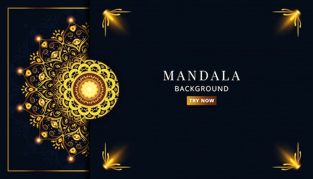 Banner mandala dourado de luxo