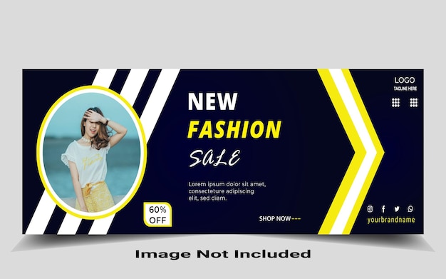 Banner moderno para o novo desfile de moda facebook cobre mídia social e promoção de modelo de anúncios na web.