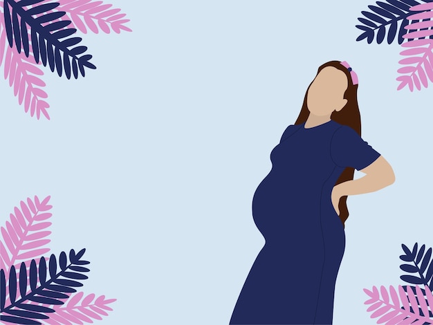 Banner moderno sobre gravidez e maternidade. Cartaz com bela jovem grávida