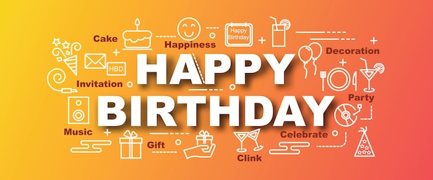 banner na moda de feliz aniversário vector