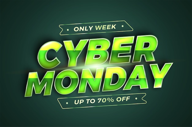 Banner na moda promoção de mídia social online venda cyber monday com modelo d green realista