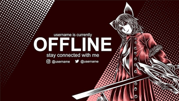 Vetor banner offline do coelho do diabo para o twitch