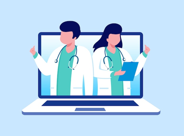 banner online de ilustração vetorial plana de médico