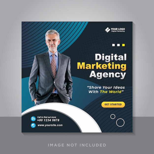 Banner ou flyer quadrado de marketing empresarial digital