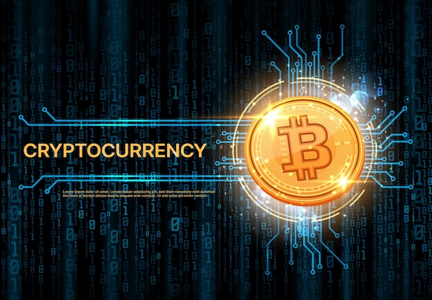 Banner ou plano de fundo da moeda criptográfica Bitcoin