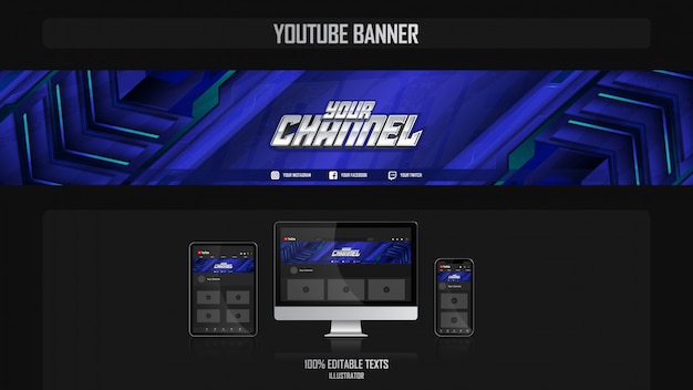 Vetor banner para o canal de mídia social com conceito futurista