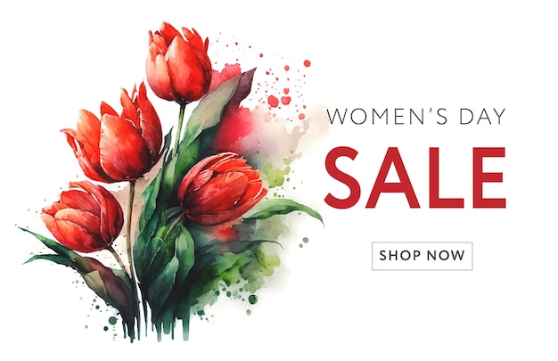 Banner para o folheto do dia internacional da mulher feliz à venda 8 de março com a decoração da oferta web floral
