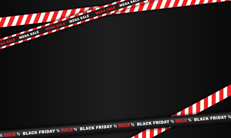 Vetor banner preto com listras vermelhas de desconto e espaço vazio para papel de parede de texto com moldura black friday