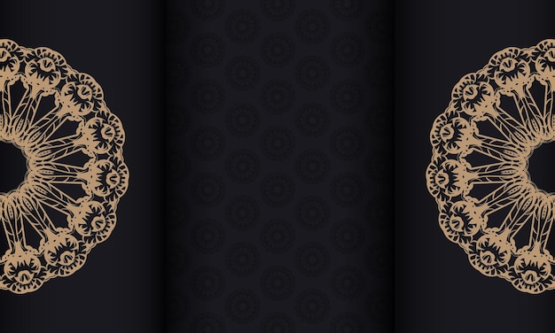 Banner preto com padrão vintage marrom e espaço para seu logotipo