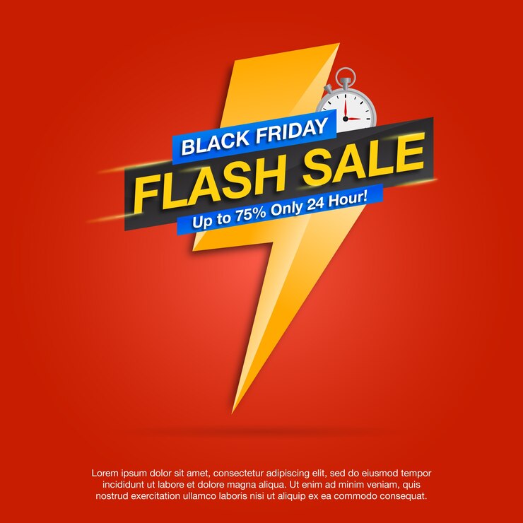 Banner preto de venda flash sexta-feira