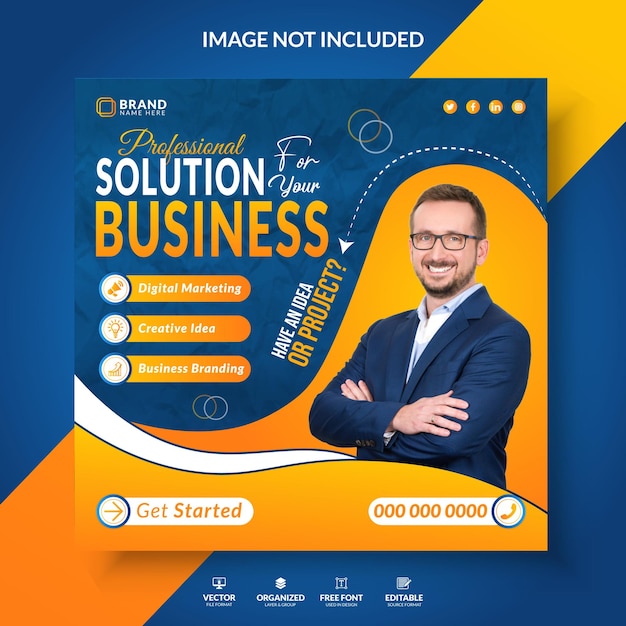 Banner promocional de agência de marketing digital e modelo de design de postagem de mídia social corporativa