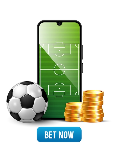 Banner publicitário de apostas desportivas Smartphone com um campo de futebol no ecrã