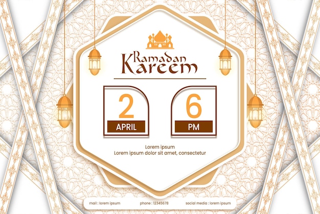 Banner realista de saudação de ramadan kareem