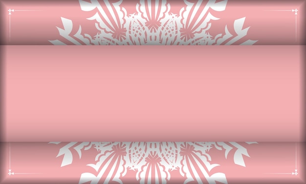 Banner rosa com enfeites indianos brancos e um lugar para seu logotipo