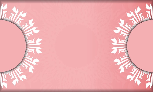 Banner rosa com luxuoso padrão branco para design sob seu logotipo