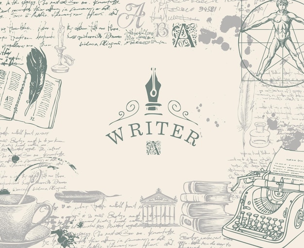 Vetor banner sobre o tema dos escritores