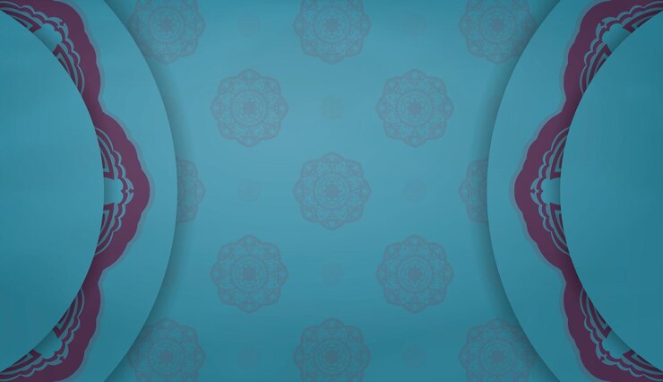 Vetor banner turquesa com padrão roxo indiano e espaço para seu logotipo ou texto