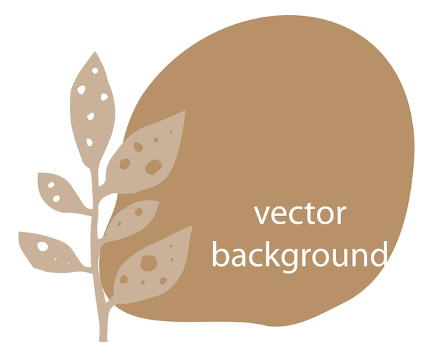 Vetor banner vazio de botânica com folhas e folhagens, forma de borrão isolada, fundo abstrato para copyspace. design de cartão de florista de negócios isolado, convite ou saudação. ilustração vetorial em estilo simples