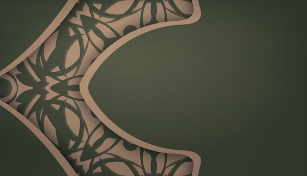 Banner verde com luxuoso ornamento marrom para design sob o seu logotipo