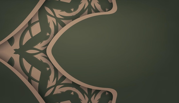 Banner verde com ornamento marrom indiano para design de logotipo