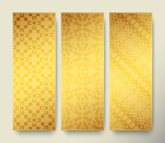 Banner vertical dourado com padrão mínimo