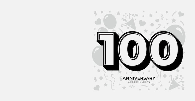 Banner vetorial branco de 100 anos ou aniversário com espaço de cópia personalizável