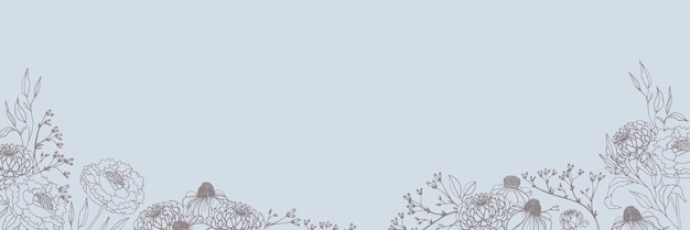 Banner vetorial com flores silvestres florescendo campo