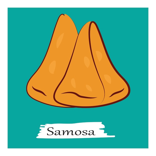 Banner vetorial de lanche indiano samosa, ilustração vetorial de comida