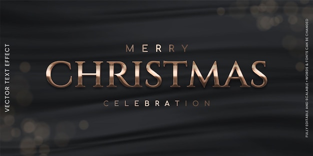 Banner vetorial efeito de texto editável bronze de natal estilo de texto 3d