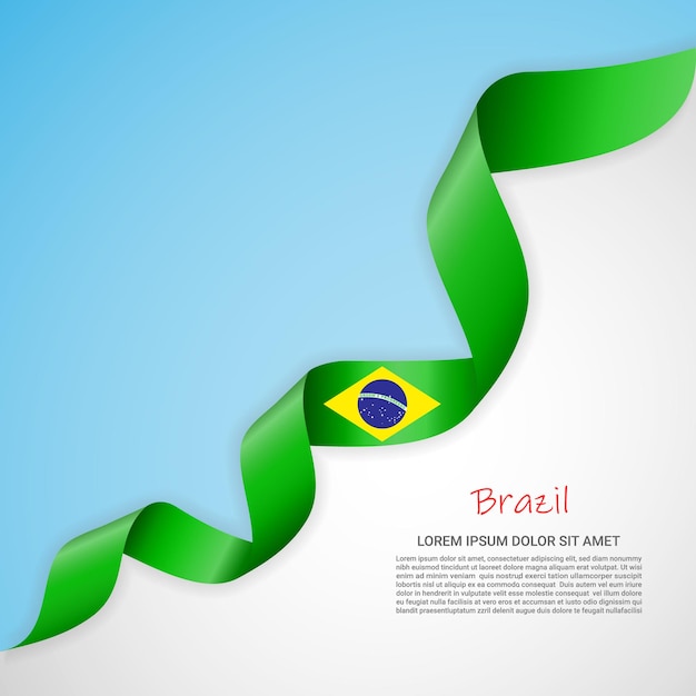 Banner vetorial nas cores brancas e azuis e fita acenando com bandeira do brasil para folhetos, logotipos