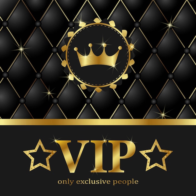 Banner vip premium com elementos de ouro e coroa