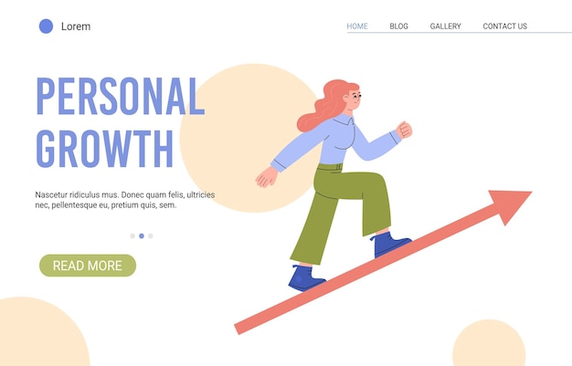 Banner web com conceito de auto-aperfeiçoamento, crescimento pessoal e autodesenvolvimento