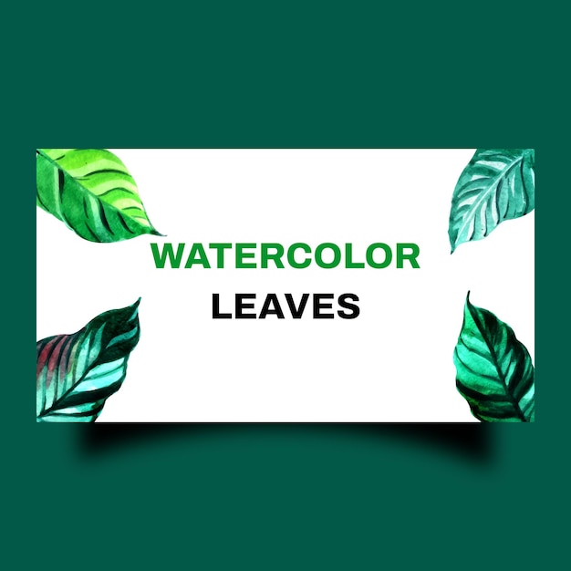 Banner web de aquarela sem costura com folhas tropicais folhas verdes de monstera palm