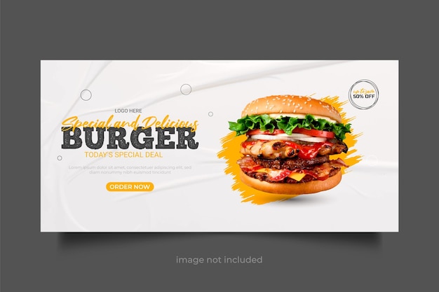 Banner web de hambúrguer e modelo de mídia social de restaurante