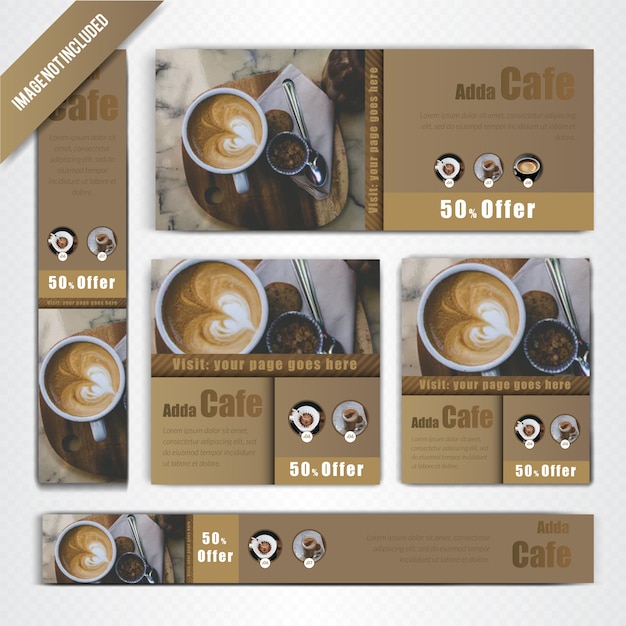 Vetor banner web definido para coffee shop